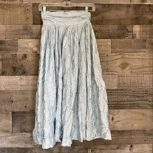 VTG Match-Makers by Jerry Gilden Skirt Size 10 Blue Embroidered Rose Cottagecore